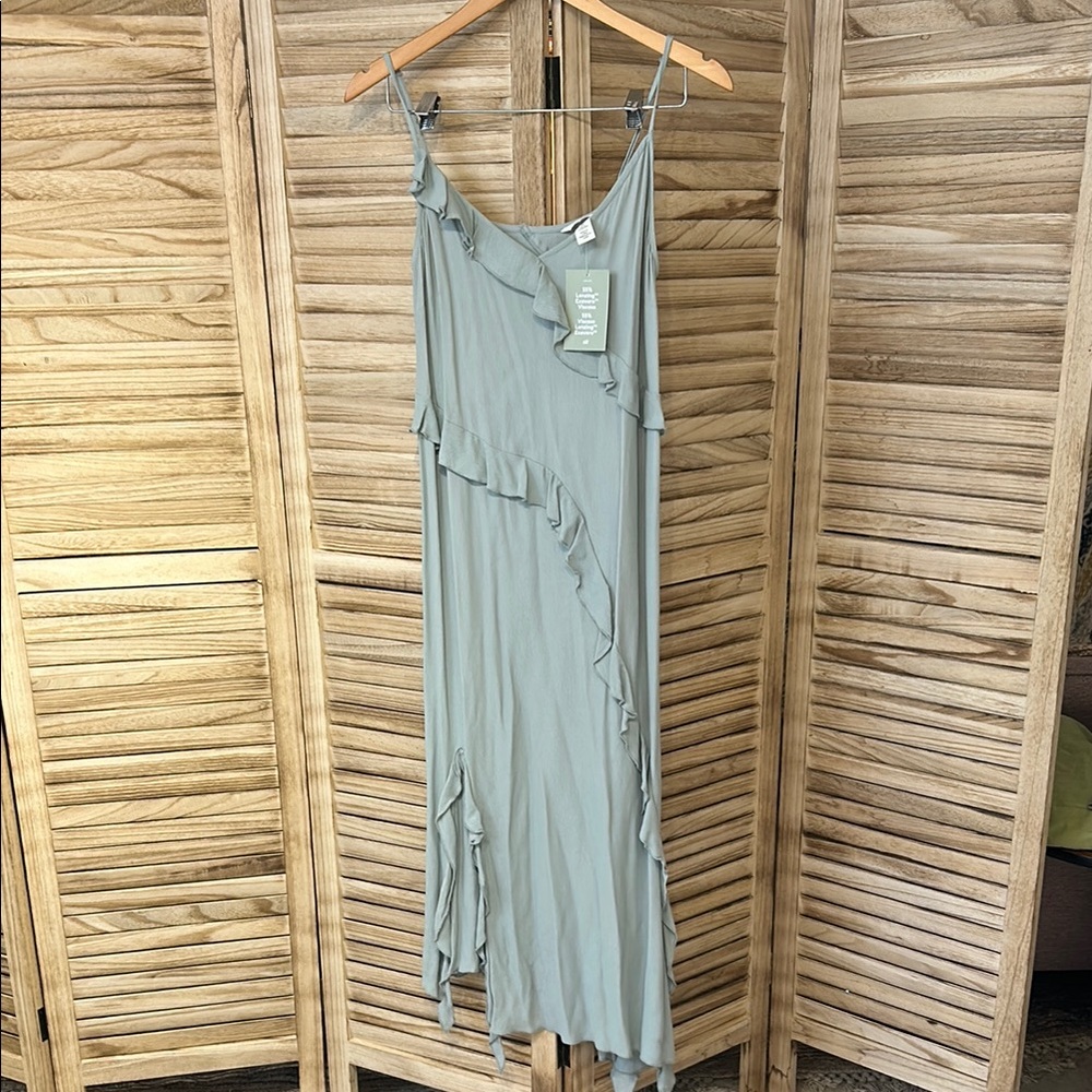 H&M Asymmetrical Ruffled Dress in Seafoam